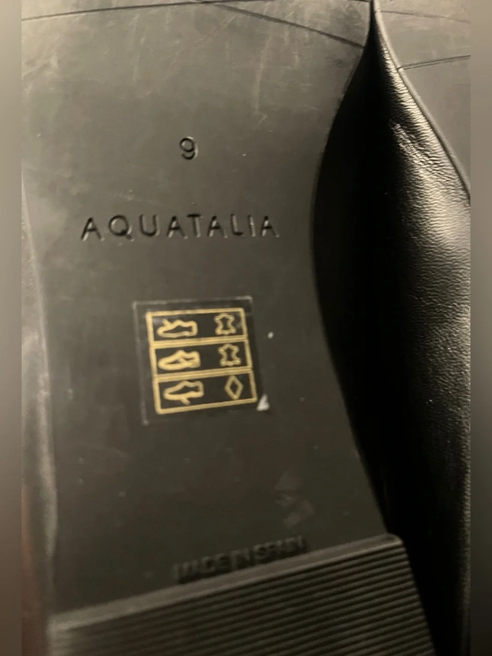 Aquatalia Jena Black Leather Pointed Toe Flats Shoes Buckle Accent Sz 8.5-9